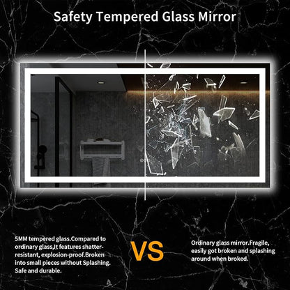 LOAAO 72"X36" LED Bathroom Mirror with Lights, UL Listed | Anti-Fog, Dimmable, 3 Color Temperature, Backlit + Front Lit, Memory Function, Tempered Glass
