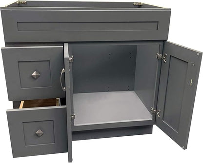 Grey Shaker Single-Sink Bathroom Vanity Base Cabinet 36" Wide x 21" Deep GS-V3621D