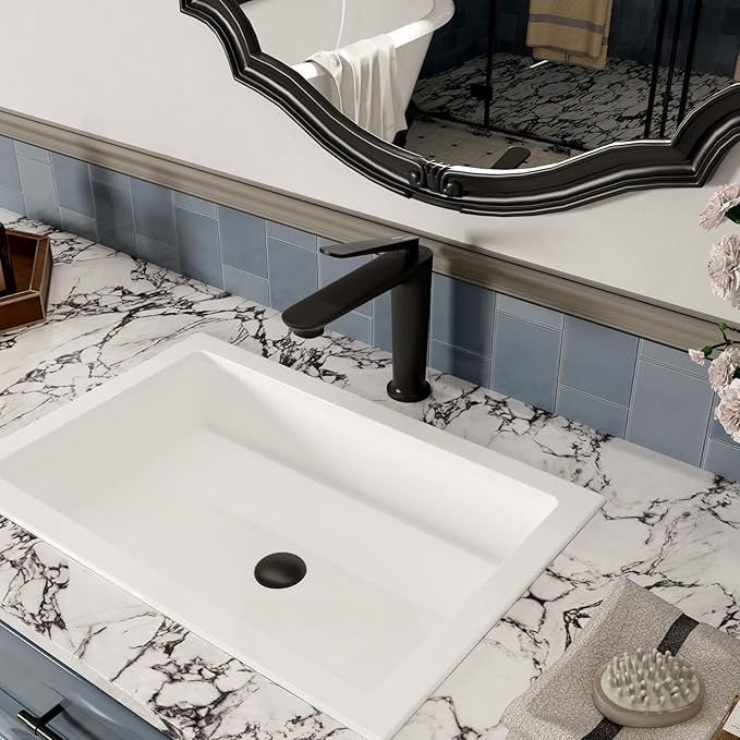 Bathroom Faucet Matte Black, One Hole Single Handle Vessel Sink Faucet, Brass Bathroom Faucet for Vanity Sink Restroom Guestroom RVs