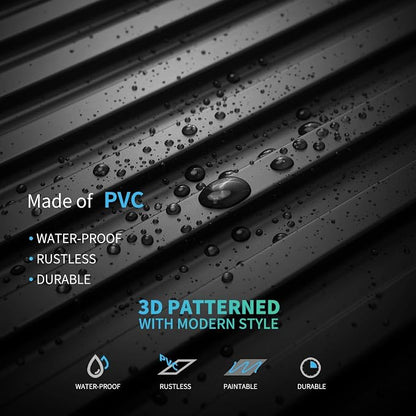 Art3d 12-Pack Slat Design 3D Wall Panels for Interior Wall Decor, 2x4 FT PVC Decorative Drop Ceiling Tiles - Black | 24" x 48" , Lightweight, Break-Proof, Compatible with Grid System, Ideal for Home, Commercial Spaces