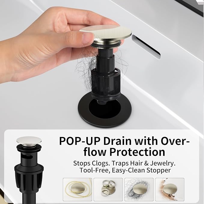 SR SUN RISE Bathroom Sink Faucet 8 in, 3 Hole, NSF Certified,Brushed Nickel | Come with Pop-up Drain Assembly, 2 Handles, 2 Water Supply Lines, Widespread Sink Faucet for Vanity, RV, and Bathroom