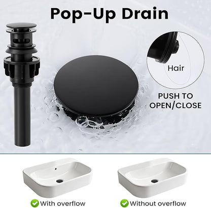 Matte Black Pull Down Bathroom Faucet 3 Hole with Pop Up Drain, Bathroom Sink Faucet with Pull Down Sprayer 2 Modes, 8 inch Widespread Gold Faucet for Bathroom Sink, 2 Handle Vanity Faucet