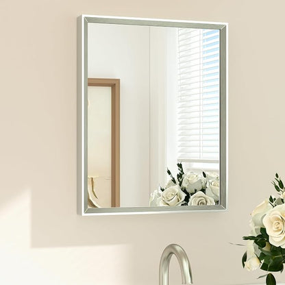 Brushed Nickel Mirror 16" x 20" Rectangle Beveled Frame Bathroom Vanity Mirror for Over Sink Brushed Nickel, Tempered Glass, Stronger Frame, Modern Farmhouse Bathroom, Bedroom, Entryway
