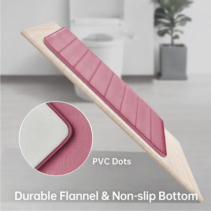 Pink Memory Foam Bath Mat Set, Bathroom Rugs for 3 Pieces, Toilet Mats, Soft Comfortable, Water Absorption, Non-Slip, Thick, Machine Washable, Easier to Dry for Floor Mats Pink Bathroom Sets