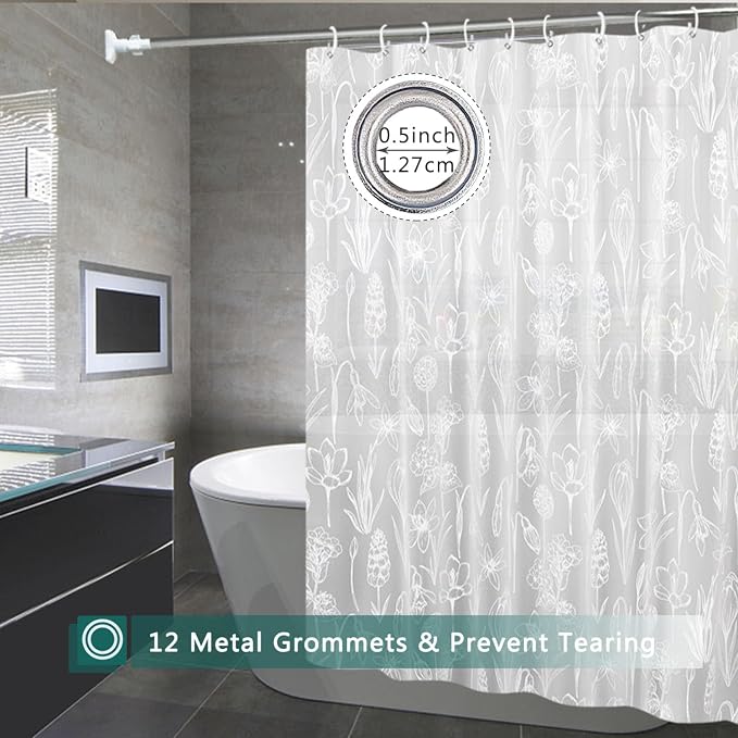 Shower Curtain Liner, 100% Waterproof Peva Shower Curtains with 3 Duty Heavy Bottom Magnets and 12 Rust Proof Grommets, 72x72 Weighted Shower Liner for Shower Stall, Bathtubs