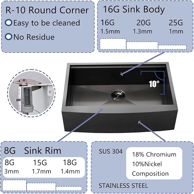 Black Farmhouse Sink 33 Inch - VALISY 33x22 Apron Front Farmhouse Kitchen Sinks 16 Gauge Stainless Steel Undermount Ledge Workstation Deep Single Bowl Luxury Rustic Farm Sinks with All Accessories