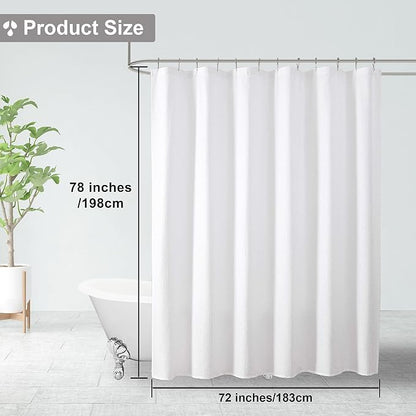 OVZME Berry White Shower Curtain, Embossed Textured Fabric Shower Curtain for Bathroom - Soft Cloth & Hotel Spa Luxury, Water Repellent, Machine Washable Long Shower Curtain, 72X78, White