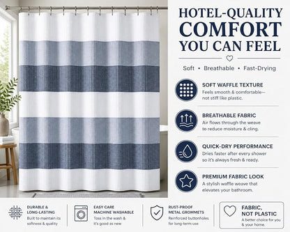 Dainty Home Ombre Waffle Weave Shower Curtain (Navy)