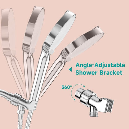 6“ Filtered Shower Head with Handheld, 6 Modes High Pressure Shower Head with Filter for Hard Water, Detachable Showerhead with Stainless Steel Hose and Shower Arm Bracket, Chrome-White