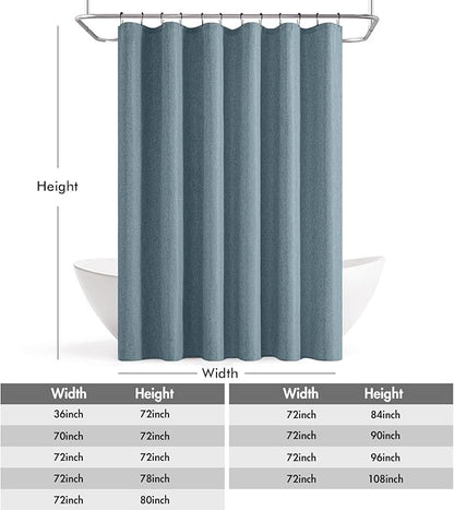 ANRODUO Extra Long Linen Shower Curtain, 84 Inch Fabric Shower Curtain Set with 12 Metal Hooks, Waterproof & Heavy Duty Polyester, Button Hole Design, Machine Washable for Bathroom, 72x84, Dusty Blue