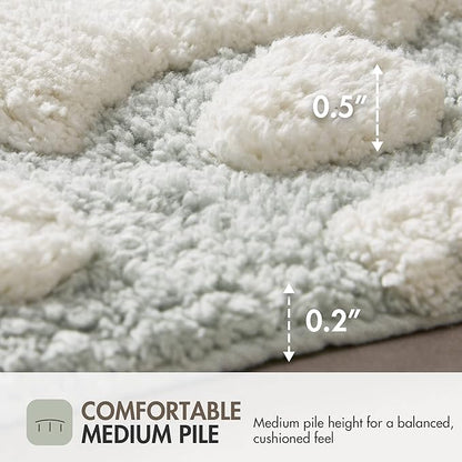 Madison Park Casablanca 100% Cotton Tufted Bathroom Rugs Luxurious Plush Medallion Floral Pattern Bath Mat Absorbent, Quick Dry, Spa Design Shower Room Décor, Rectangle 20" x 30", Sage Green
