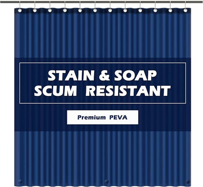 EHZNZIE Shower Curtain Liner Light Weight PEVA, Shower Liner 72x72 Inches, Waterproof, No Chemical Smell with 12 Rust Proof Metal Grommets for Bathroom Shower Curtain, Navy Blue