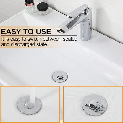 Bathroom Sink Stopper - for 1.25" Standard Drain Holes, Pop Up Sink Strainer, Bullet Core Push Type Stainless Steel Plug