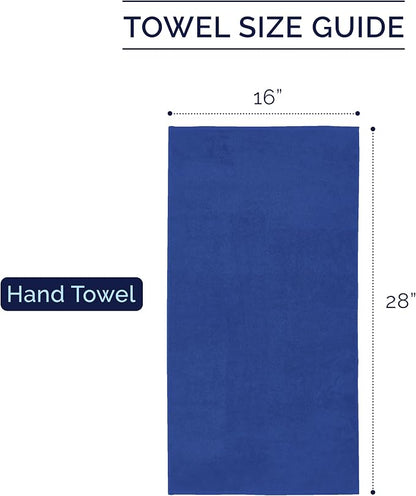 Elegant Comfort Premium Turkish Cotton 4 Pack Hand Towel Set - 16 x 28 inch, Luxurious Hotel Spa Quality 100% Turkish Cotton 4PC Hand Towel Set - Highly Absorbent - Soft Bathroom Towels, Royal Blue