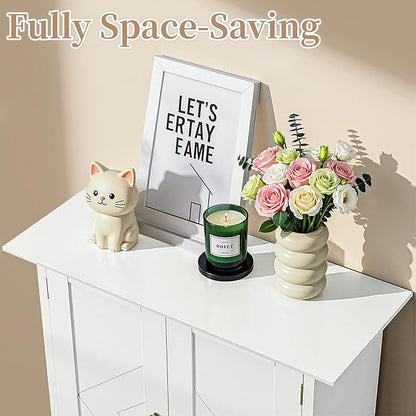VECELO Bathroom Wall Mounted Medicine Cabinet, Over The Toilet Storage with Adjustable Shelf and 2 Doors, Space Saving Cupboard for Kitchen, Living Room, Bedroom, Entryway, White