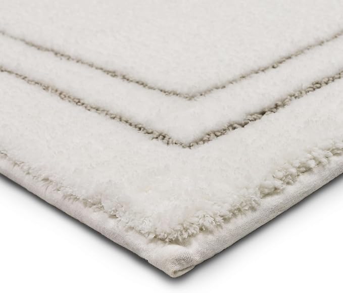 Mohawk Home Corona Casual Geometric White 2' X 3' 4" Machine Washable Bath Mat Perfect for Bathroom