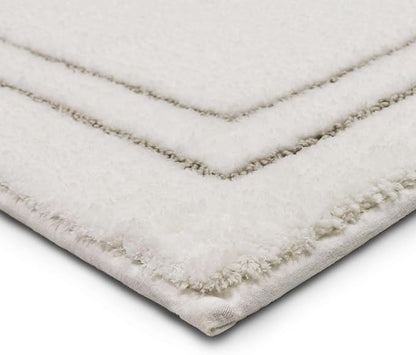 Mohawk Home Corona Casual Geometric White 1' 8" X 2' 10" Machine Washable Bath Mat Perfect for Bathroom