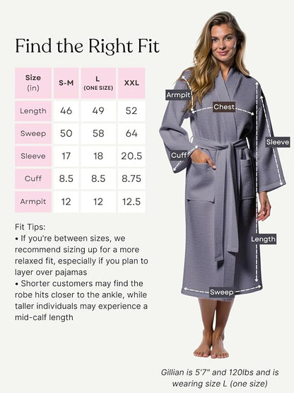 Turquaz Womens Lightweight Waffle Kimono Bathrobe for Men - Soft Quick-Dry Spa & Summer Towel Robe, Cotton Blend
