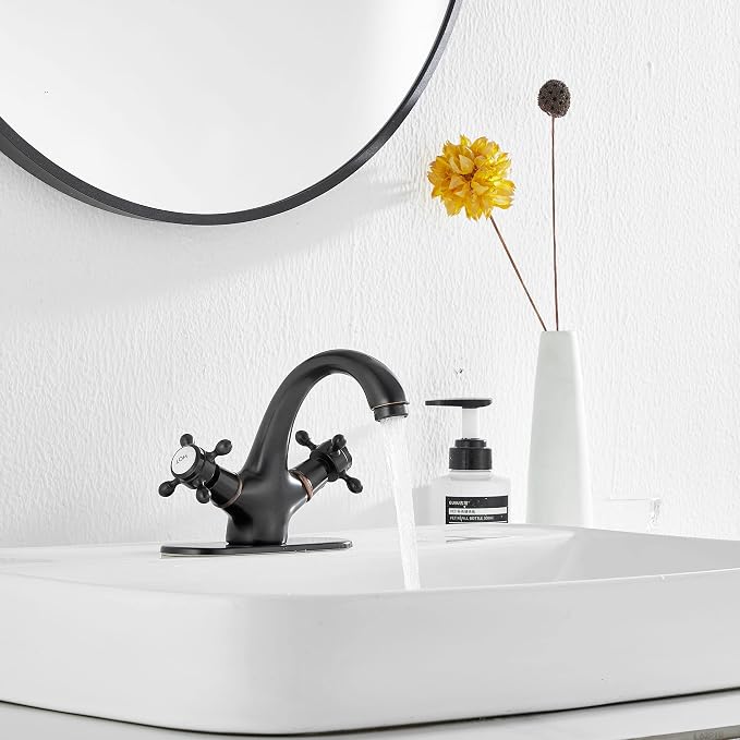 Bathroom Faucet Oil Rubbed Bronze GGStudy Bathroom Vanity Faucet Single Handle One Hole Bathroom Sink Faucet Basin with Cover Plate