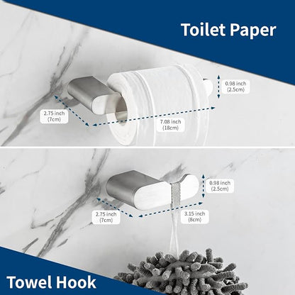 Bathroom Hardware Set, 4-Piece Towel Rack Towel Holder Toilet Paper Holder Towel Hooks Wall Mounted Towel Bar Stainless Steel Towel Racks, Brushed Nickel Bathroom Accessories Towel Bar Set, 16 inch