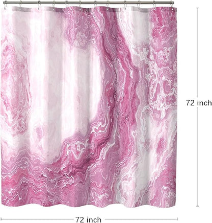 Pink Shower Curtain Marble Texture for Bathroom, Polyester Fabric Cloth Waterproof Bathroom Home Decor, 72x72 Inch