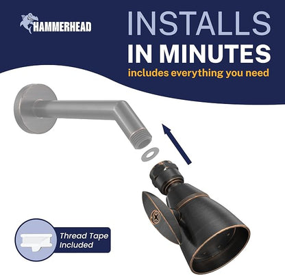 HammerHead Showers® SOLID METAL 2 Inch High Pressure Shower Heads OIL RUBBED BRONZE – California Compliant 1.75 GPM Low Flow Rate High Flow Shower Head with ADJUSTABLE SPRAY PATTERN Fixed Shower Head