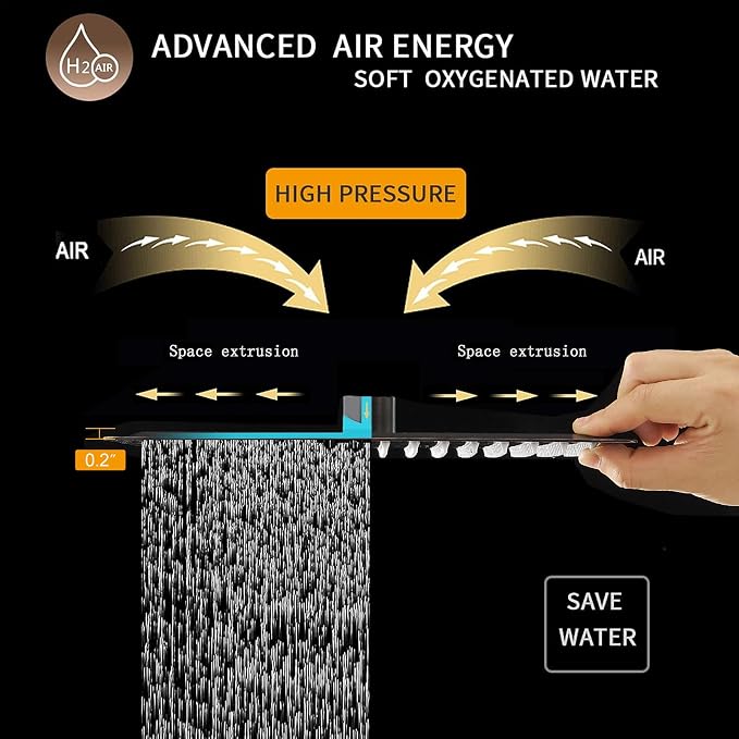 12 In Rain Shower Head High Pressure Rainfall Shower Head Bronze | Square Rain Bathroom Showerhead, High Flow, Large Stainless Steel, Ceiling Mounted, Wall Mounted, Waterfall Full Body