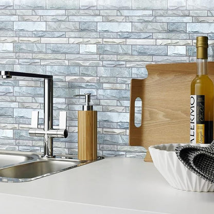 STICKGOO 10-Sheet Peel and Stick Backsplash, 12”X12” Self Adhesive Wall Tiles, Stick on Backsplash for Kitchen & Bathroom (Cultured Stone Look, Thicker Design)