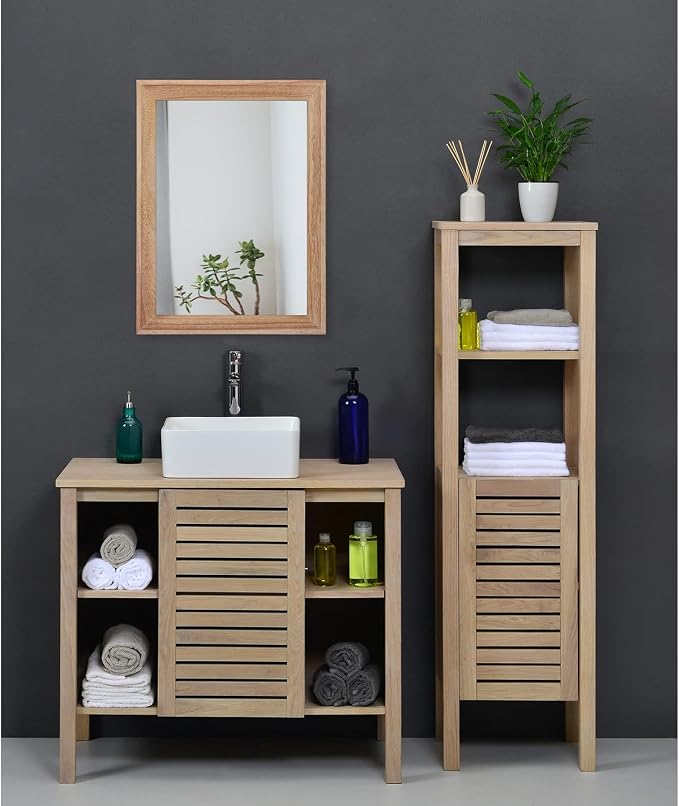 AAZZKANG Rustic Mirrors for Wall Rectangle Wooden Frame Hanging Mirror for Bedroom Bathroom Living Room Entryway Small