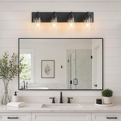 4-Light Bathroom Light Fixtures, Bathroom Vanity Wall Light | Modern Bathroom Lighting Fixtures Over Mirror, Vanity Lights for Bathroom, Mirror, Restroom, Bedroom, E26