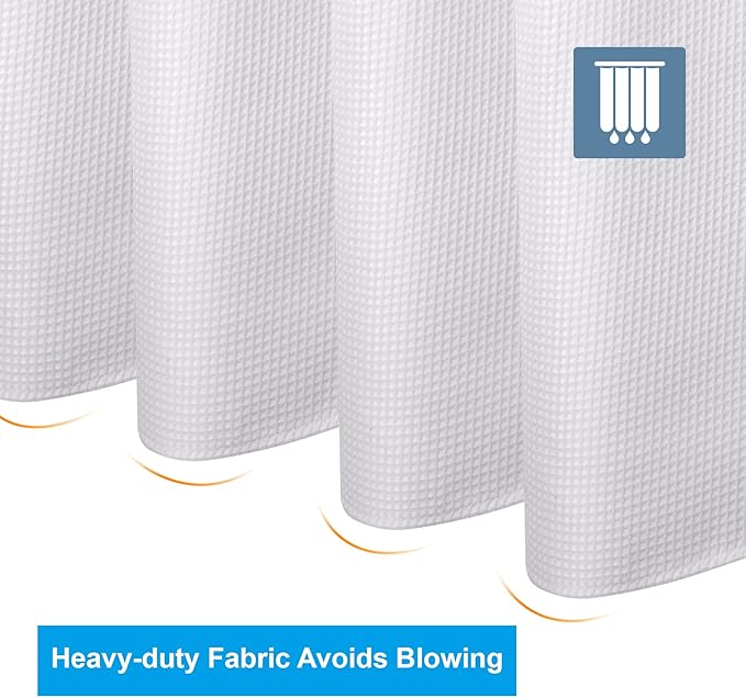 AmazerBath Extra Long Shower Curtains 84 Inches Tall, Waffle Shower Curtain White Heavy Duty, Extra Tall Shower Curtain Fabric, Hotel Quality Bathroom Shower Curtains, 72x84 Inches