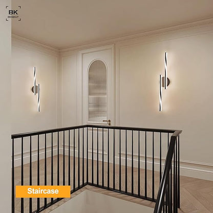 Modern LED Vanity Light Bathroom Black Wall Sconce with Remote Control Modern Bathroom Wall Lighting Fixtures Over Mirror for Bedroom Bedside, Dining Living Room, Hallway (30Inch 3000K-6500K)