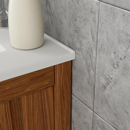 Lordear White Bathroom Sink 24 X18 Inch Vanity Sink Tops One Hole Drop In Porcelain Ceramic Bathroom Vanity Top Sink Basin 24" Inch Sinks for Bathroom