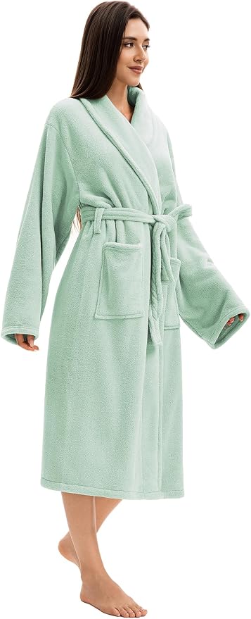 Soft Robe For Women，Warm Plush Bath Robes Female，Spa Towel After Shower Lightweight Long Bathrobe