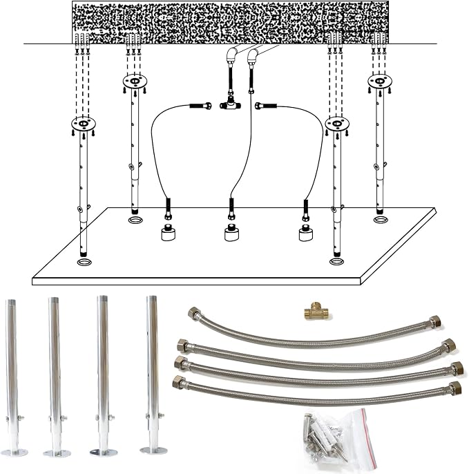 Dual Functions Luxury High Pressure Rain Shower Head, 16"x32" Large Ceiling Full Body Shower Head with Silicone Nozzles Rectangle Mist Showerhead, Modern Chrome Finish