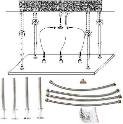Dual Functions Luxury High Pressure Rain Shower Head, 16"x32" Large Ceiling Full Body Shower Head with Silicone Nozzles Rectangle Mist Showerhead, Modern Chrome Finish