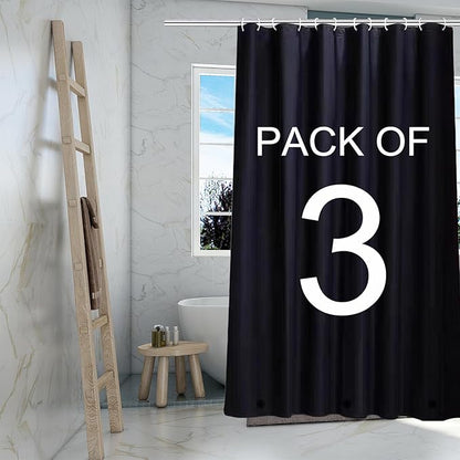 Black Shower Curtain Liner 3 Pack, 4G PEVA Shower Liner, Plastic Peva Waterproof Shower Curtains, 72x72 inch with Grommet Holes 3 Magnetic Weights