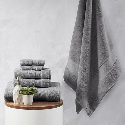 Madison Park Signature Splendor Luxury 100% Cotton Bathroom Towel Set - Soft, Plush 1000 GSM Heavyweight Hotel Quality, Zero Twist, Highly Absorbent, Quick Dry, Multi Sizes, Charcoal 6 Piece