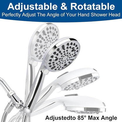 Shower Head with Handheld: Long Hose and Metal Holder, Water Saver Low Flow | All Metal Holder and Long Hose, Multi Mode Adjustment High Pressure Showerhead Sprayer