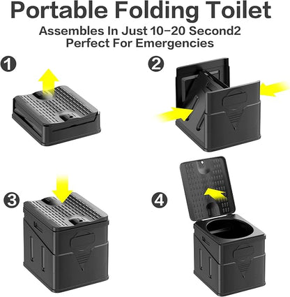Portable Toilet,Camping Toilet Have Small Foldable Size. It is Compact Portable Toilet for Adults and Children. Suitable for Cars, Hiking, Beaches and Camping