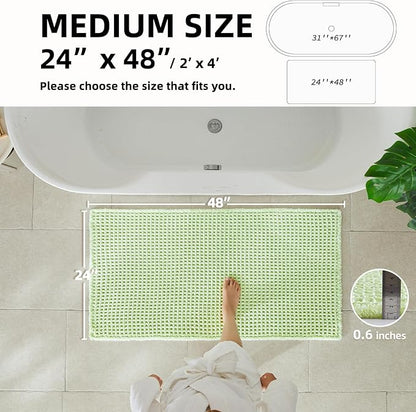 TYUU Waffle Bath Mat, Boho Bathroom Rugs Non Slip, 48x24 Pale Green | Super Absorbent Quick Dry Bath Rug, Non-Slip Backing, Soft Waffle Washable Farmhouse Bathroom Mats, Tub, Shower & Home Decor