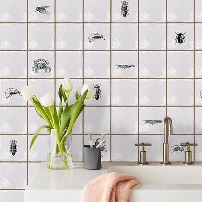 Alwayspon Vinyl Sticker Peel and Stick, Self-Adhesive Wall Tile Transfers Backsplash Sticker Decal for Kitchen Bathroom, 6x6inch/15x15cm 30Pcs, Insects T035