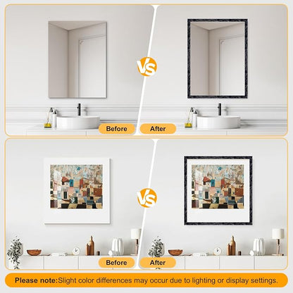 16.4FT x 1.02'' Black Peel and Stick Crown Molding Trim – Self-Adhesive Mirror Border & Cabinet Edge, Flexible Decorative Trim for Interior Use