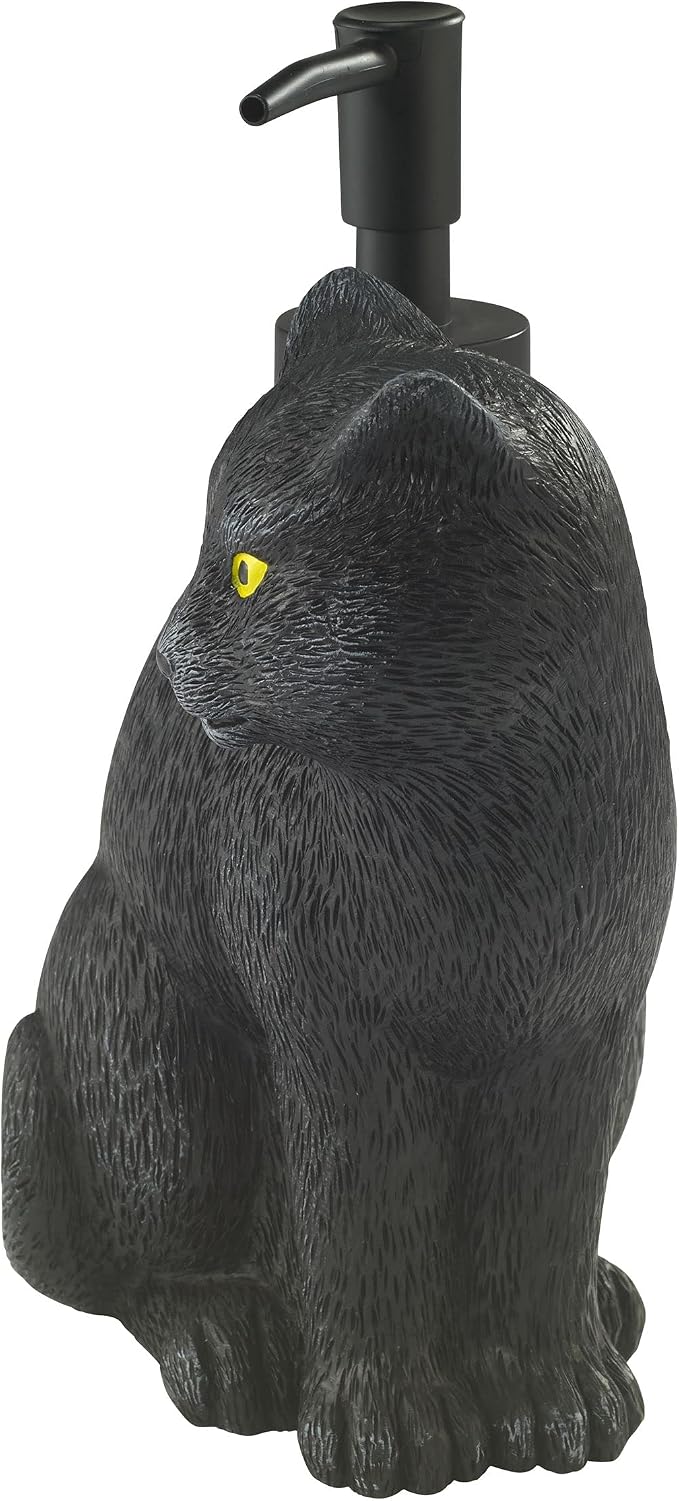 Avanti Linens - Soap Dispener/Lotion Pump, Guest Bathroom Essentials, Black Cat Inspired Bathroom Decor (Halloween Collection)