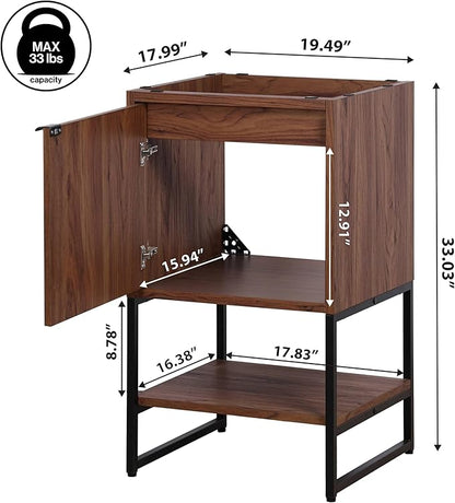JONATHAN Y VAN1012B Juhl 20 in. W x 18 in. D x 33 in. H Chevron-Front Modern Minimalist 2-Shelf Bathroom Vanity Cabinet Only with Soft Closing Doors (Sink Basin Not Included), Walnut