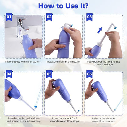 Hibbent Portable Bidet Sprayer and Travel Bidet with Hand Held Bidet Bottle for Personal Cleansing Use Extended Nozzle - Personal Hygiene Care Toilet Bidet Shower/Bathroom Bidet Spray -21.8oz(620ml)