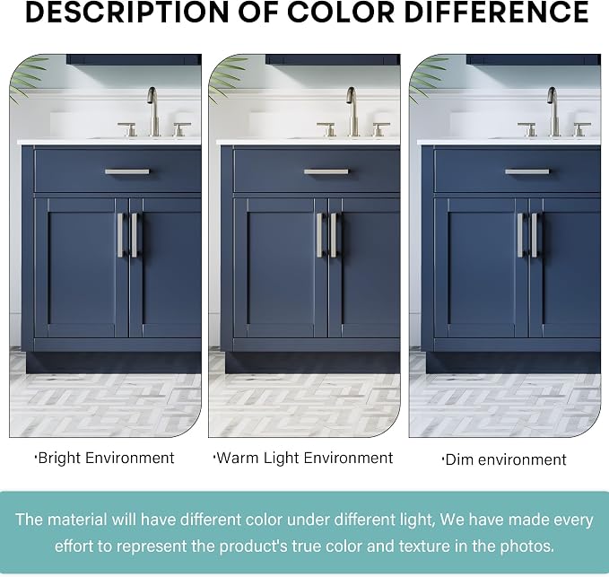 80-Inch Bathroom Vanity with Double Sinks W/ 4 Doors & 4 Drawers & 2 Flip Drawers, Navy Blue Vanity W/Brushed Nickel Handles