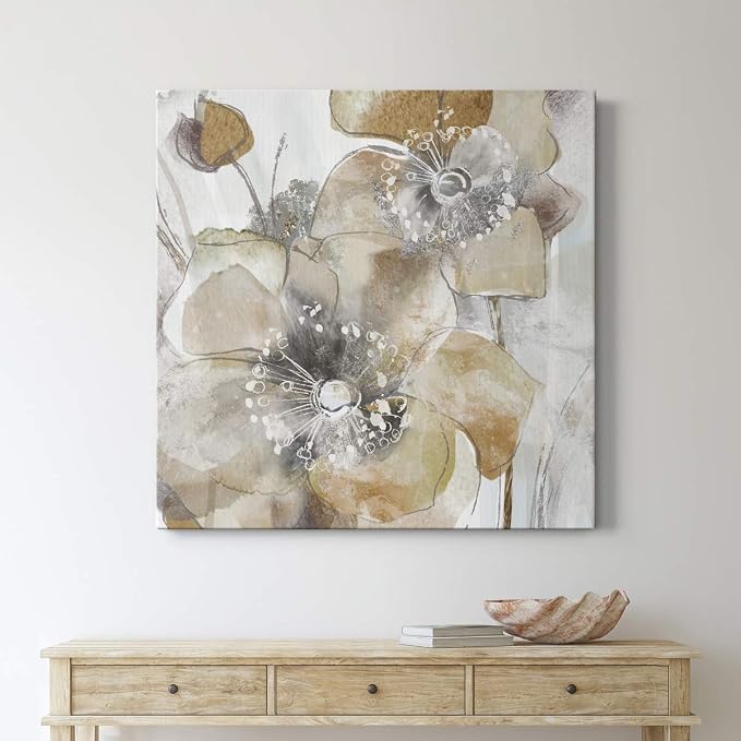 Renditions Gallery Taupe Spring Poppy Wall Art, Premium Gallery Wrapped Canvas Decor, Ready to Hang, 32 in H x 32 in W, Made in America Print (AZS-WC21-18276-R-3232-MK)