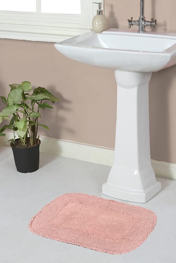 Home Weavers Radiant Collection 100% Cotton Bathroom Rugs Set, Machine Washable Rug, Extra Soft and Absorbent Bath Rug, Kitchen Mat, Bath Mat Set, Bath Floor Mat Non Slip, 17"x24" Rectangle, Pink
