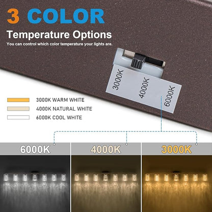 SineRise 7-Light Bronze Vanity Light with 3 Color Modes (3000K/4000K/6000K), Eye Protection LED Bathroom Light Fixture, Dimmable Modern Wall Light Over Mirror with Clear Glass Shade